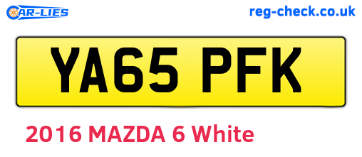 YA65PFK are the vehicle registration plates.