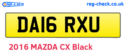 DA16RXU are the vehicle registration plates.