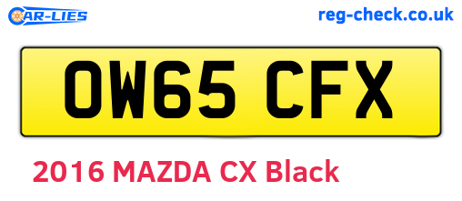 OW65CFX are the vehicle registration plates.