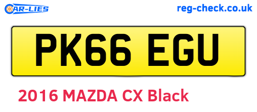 PK66EGU are the vehicle registration plates.