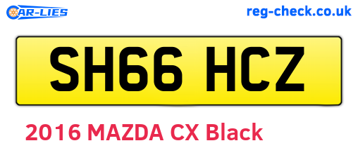 SH66HCZ are the vehicle registration plates.