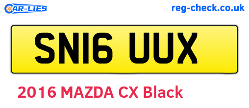 SN16UUX are the vehicle registration plates.