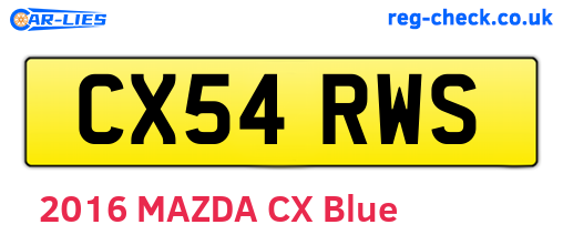 CX54RWS are the vehicle registration plates.