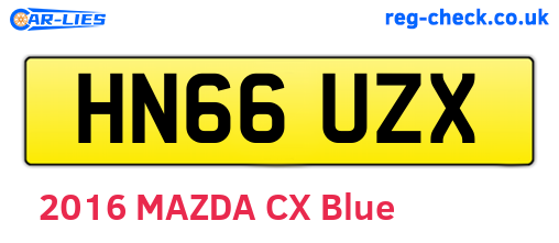 HN66UZX are the vehicle registration plates.