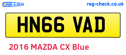 HN66VAD are the vehicle registration plates.