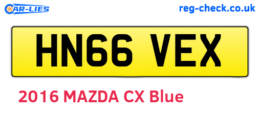 HN66VEX are the vehicle registration plates.