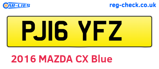 PJ16YFZ are the vehicle registration plates.