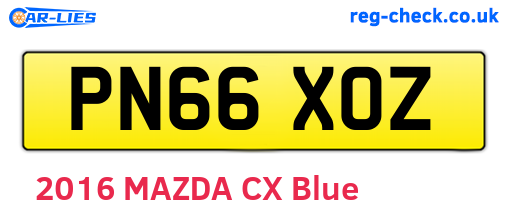 PN66XOZ are the vehicle registration plates.