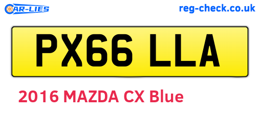 PX66LLA are the vehicle registration plates.