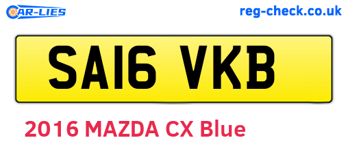 SA16VKB are the vehicle registration plates.