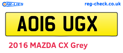 AO16UGX are the vehicle registration plates.