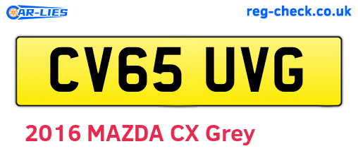 CV65UVG are the vehicle registration plates.