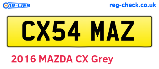 CX54MAZ are the vehicle registration plates.