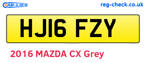 HJ16FZY are the vehicle registration plates.