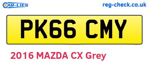 PK66CMY are the vehicle registration plates.