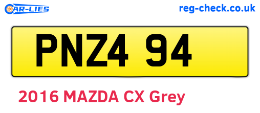 PNZ494 are the vehicle registration plates.