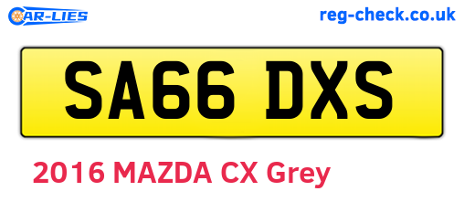 SA66DXS are the vehicle registration plates.