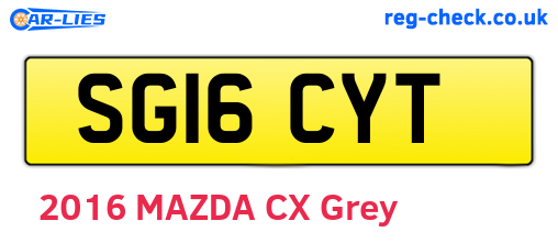 SG16CYT are the vehicle registration plates.