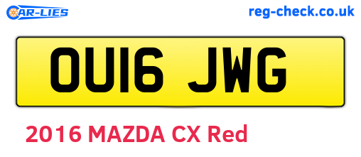 OU16JWG are the vehicle registration plates.