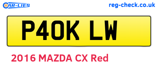 P40KLW are the vehicle registration plates.