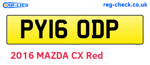 PY16ODP are the vehicle registration plates.
