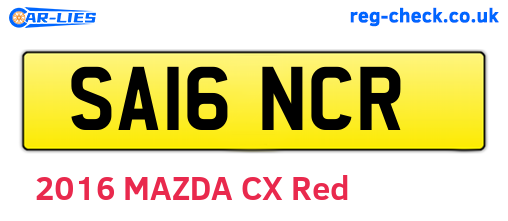SA16NCR are the vehicle registration plates.