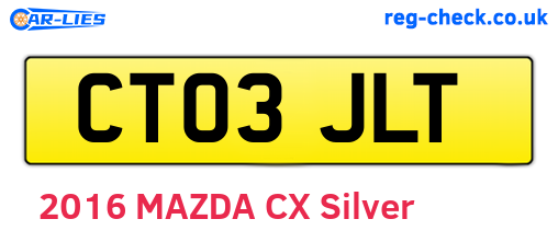 CT03JLT are the vehicle registration plates.