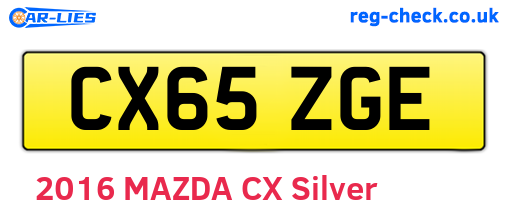 CX65ZGE are the vehicle registration plates.