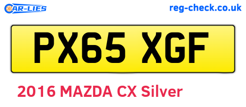 PX65XGF are the vehicle registration plates.