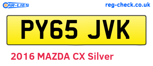 PY65JVK are the vehicle registration plates.