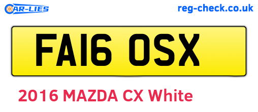 FA16OSX are the vehicle registration plates.