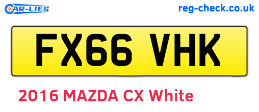 FX66VHK are the vehicle registration plates.