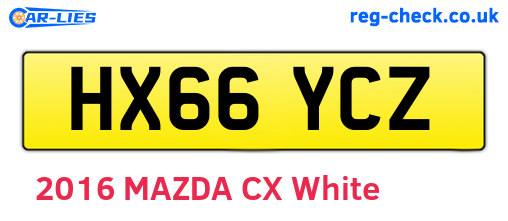 HX66YCZ are the vehicle registration plates.