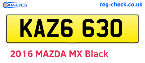 KAZ6630 are the vehicle registration plates.