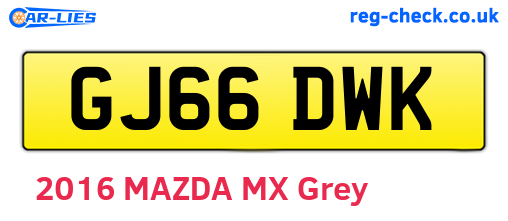 GJ66DWK are the vehicle registration plates.