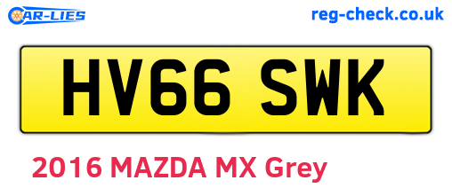 HV66SWK are the vehicle registration plates.