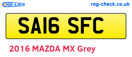 SA16SFC are the vehicle registration plates.