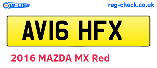 AV16HFX are the vehicle registration plates.