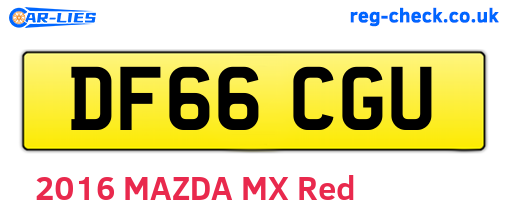 DF66CGU are the vehicle registration plates.