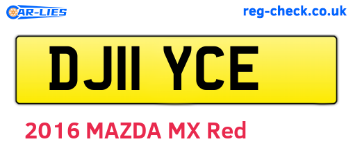 DJ11YCE are the vehicle registration plates.