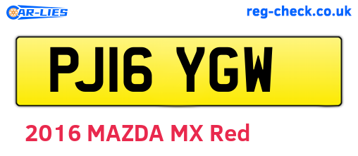 PJ16YGW are the vehicle registration plates.