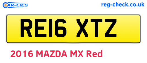 RE16XTZ are the vehicle registration plates.