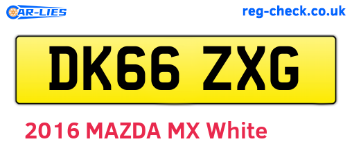 DK66ZXG are the vehicle registration plates.