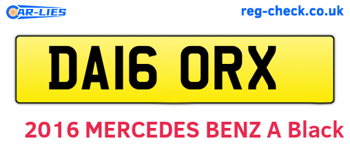 DA16ORX are the vehicle registration plates.