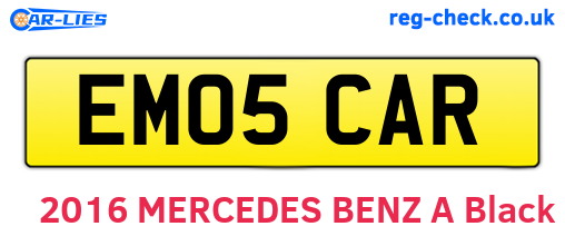 EM05CAR are the vehicle registration plates.