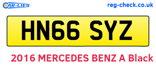 HN66SYZ are the vehicle registration plates.