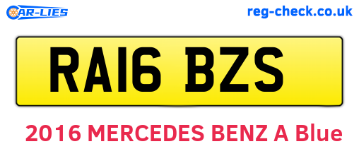 RA16BZS are the vehicle registration plates.