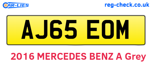 AJ65EOM are the vehicle registration plates.