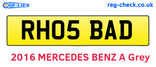RH05BAD are the vehicle registration plates.