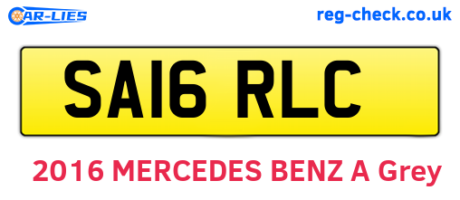 SA16RLC are the vehicle registration plates.